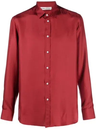 Modes Garments Buttoned Silk Shirt In Red