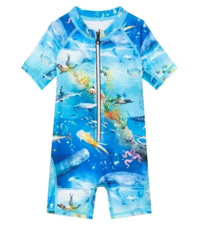 Molo Baby Neka Printed Rashguard Swimsuit In Blau