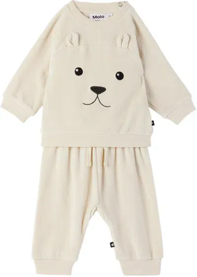 Molo Baby Off-white Deary Sweatshirt & Sweatpants Set In 8955 White Noise