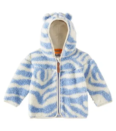 Molo Baby Ummi Zebra-print Fleece Jacket In Weiss