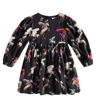 Molo Kids' Cocos Printed Dress In Black