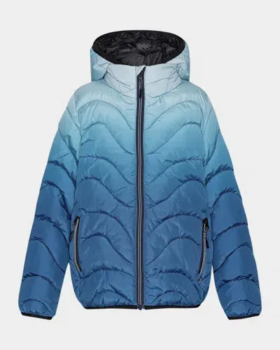 Molo Kids' Girl's Hao Ombre Quilted Coat In Vibrant Blue