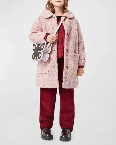 Molo Kids' Girl's Hope Textured Collared Coat In Petal Blush