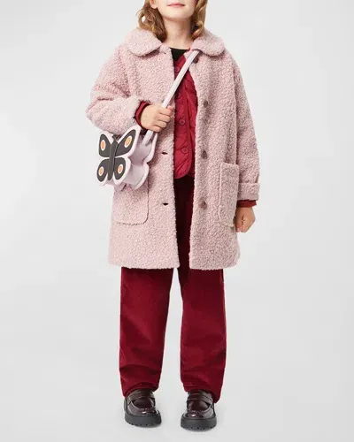 Molo Kids' Girl's Hope Textured Collared Coat In Petal Blush