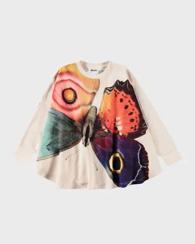 Molo Kids' Girl's Marcella Butterfly Graphic T-shirt In Giant Butterfly