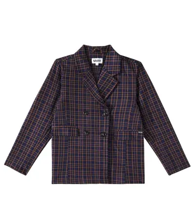 Molo Kids' Hawa Checked Blazer In Blue