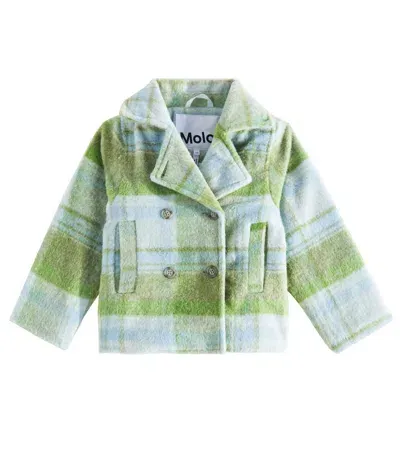 Molo Kids' Helle Checked Jacket In Green