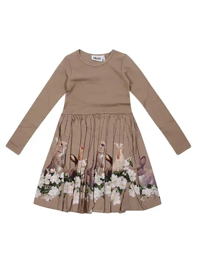 Molo Junior Vestito ml Gonna Stampa In Beige