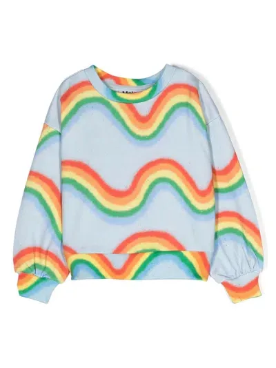 Molo Kids' Miki Rainbow-print Sweatshirt In Blue