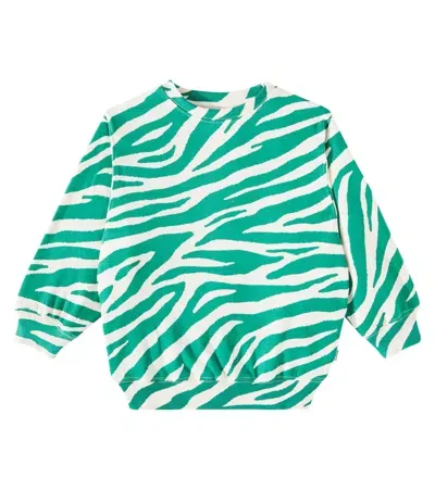 Molo Kids' Monti Zebra-print Cotton Sweatshirt In Weiss