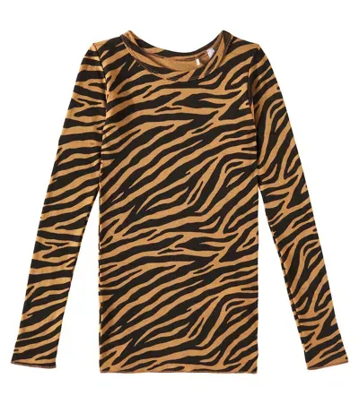 Molo Kids' Rihanna Zebra-print Wool Top In Schwarz