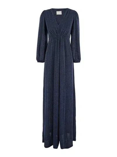 Momoní Artemisia Lurex Maxi Dress In Blue