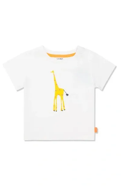 Mon Coeur Babies'  Recycled Cotton & Cotton Graphic T-shirt In Natural Giraffe