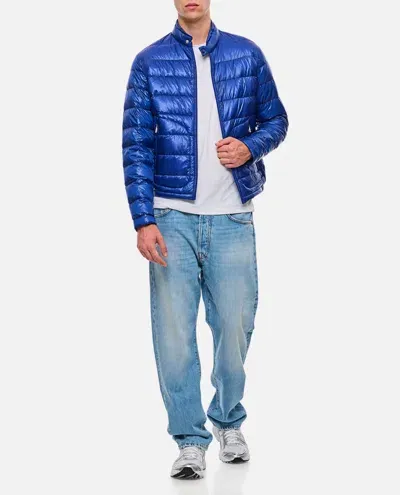 Moncler Metallic Finish Down Jacket In Blue