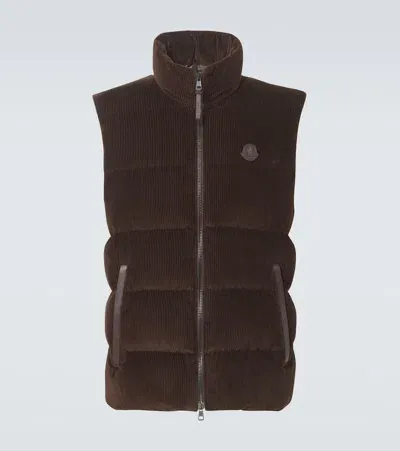 Moncler Acrab Cotton Down Vest In Taupe