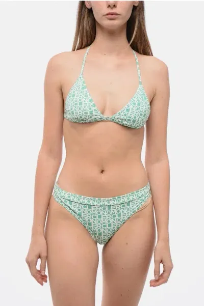 Moncler All-over Logo Bikini Set In Light Blue