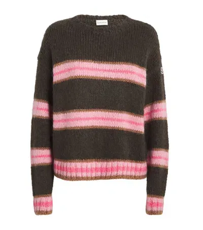 Moncler Alpaca-blend Striped Sweater In Beige