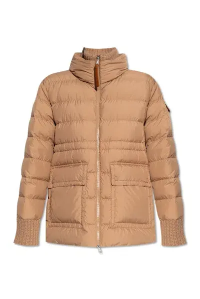 Moncler Baux Short Down Jacket In Beige