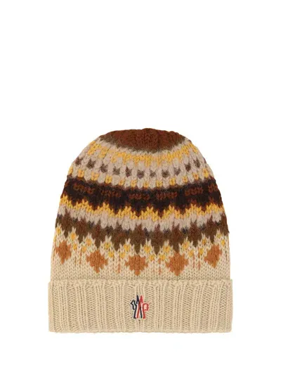 Moncler Beanie Hat In Light Beige