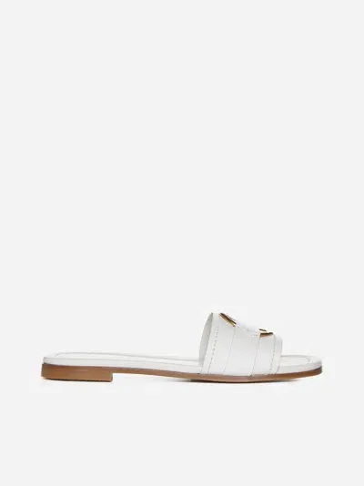 Moncler 15mm Bell Leather Slide Sandals In White