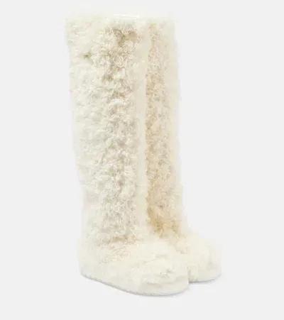 Moncler Beverly Shearling Over-the-knee Boots In White