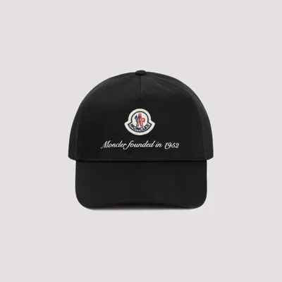 Moncler Cotton Logo Baseball Cap In Black