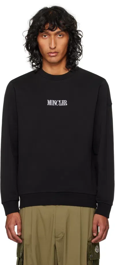 Moncler Black Logo Sweatshirt In 999 - Black