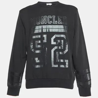 Pre-owned Moncler Black Printed Cotton Knit Crewneck Sweatshirt Xxl