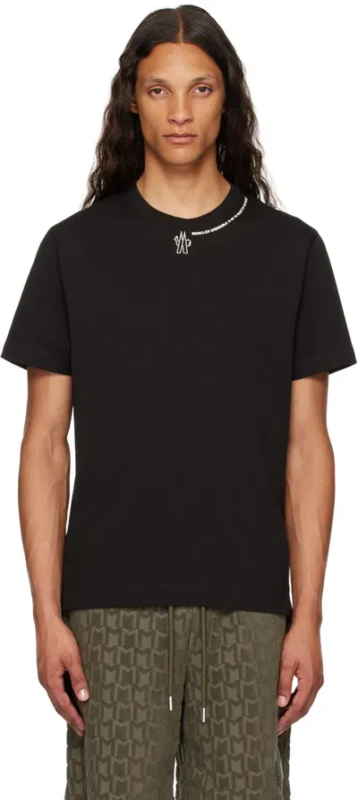 Moncler Grenoble Neck Branding Cotton T Shirt In Black