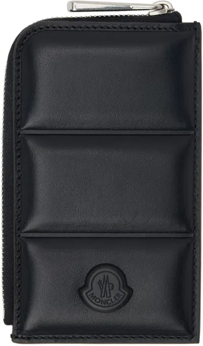 Moncler Black Quilted Leather Card Holder In 999 - Black