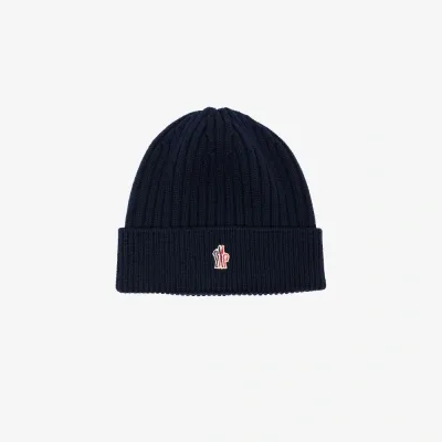 Moncler Blue Wool Beanie Hat