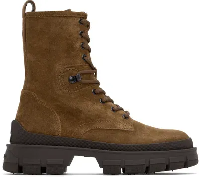 Moncler Brown Hevea Suede Lace-up Boots