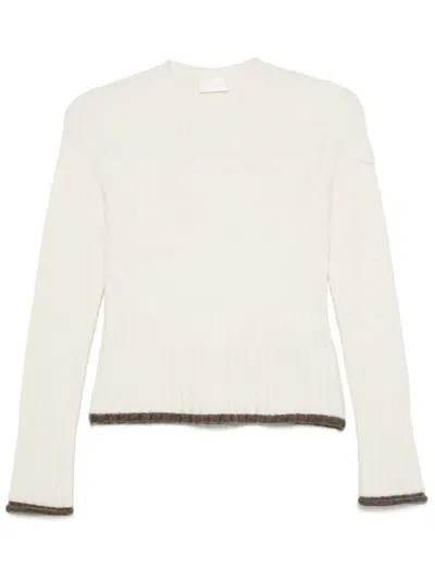 Moncler Brushed Sweater In White