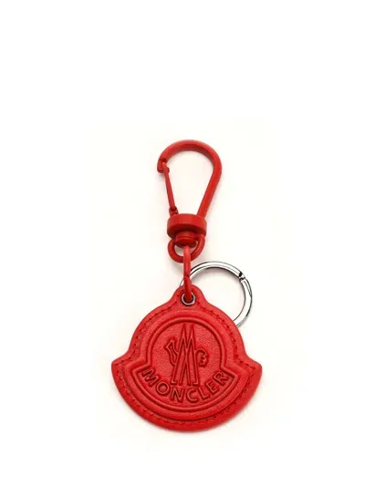 Moncler Calfskin Key Ring In Red