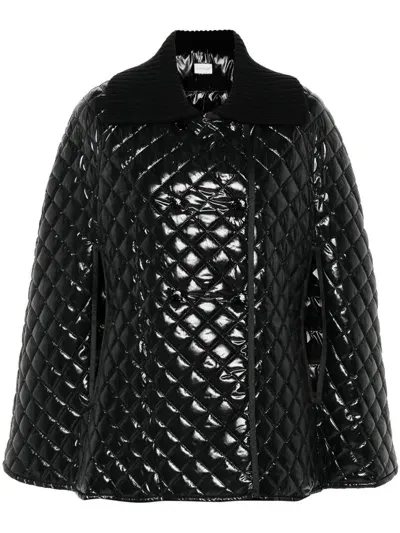 Moncler Quilted Down Cape In Black