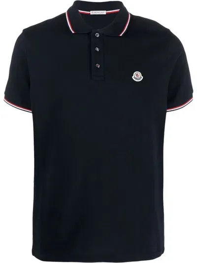 Moncler Logo Polo Shirt In Navy