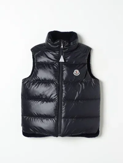 Moncler Coat  Kids Color Blue In Black