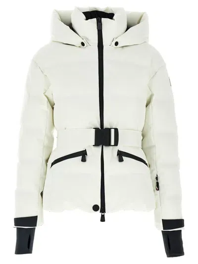 Moncler Waist Belt Hooded Down Jacket In White