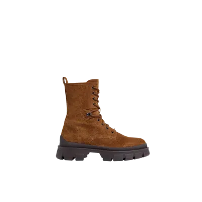 Moncler Collection Hevea Suede Lace-up Boots Brown