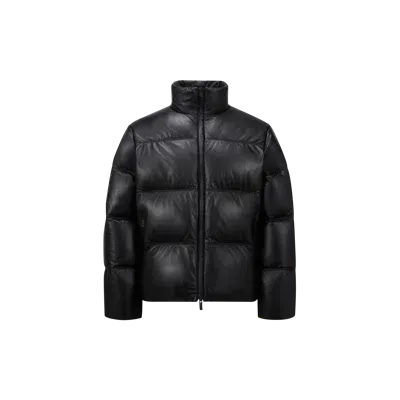 Moncler Collection Doudoune En Cuir Ligont In Noir