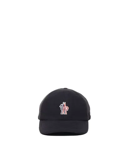 Moncler Cotton Baseball Cap In Black