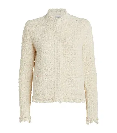 Moncler Panelled Tweed Padded Cardigan In Cable Knit Front