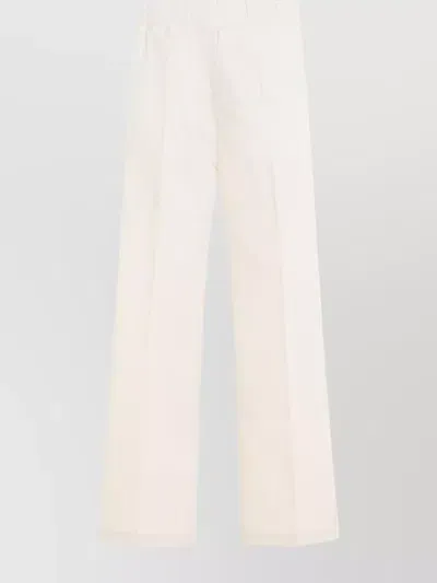 Moncler Cotton Blend Track Pants With Elastic Waistband In Off White