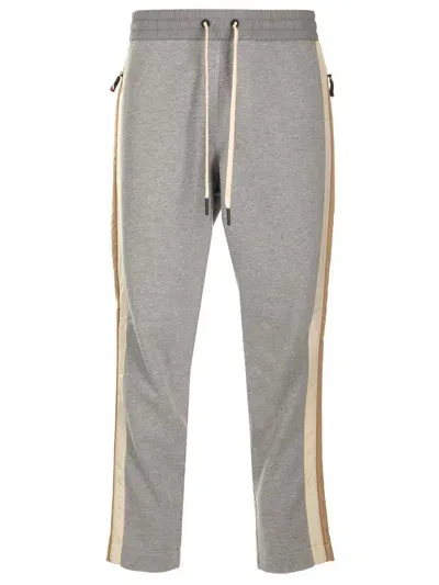 Moncler Cotton Fleece Sports Trousers In Grey