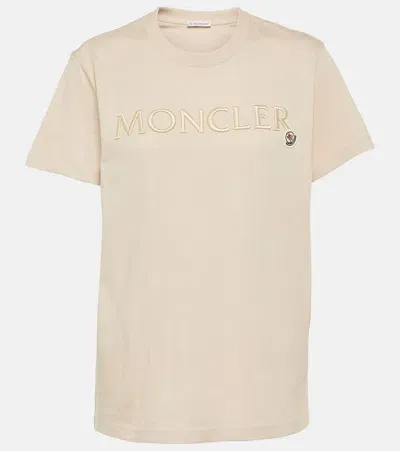 Moncler Cotton Jersey T-shirt In Beige