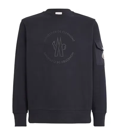 Moncler Cotton Logo Sweatshirt In Blue