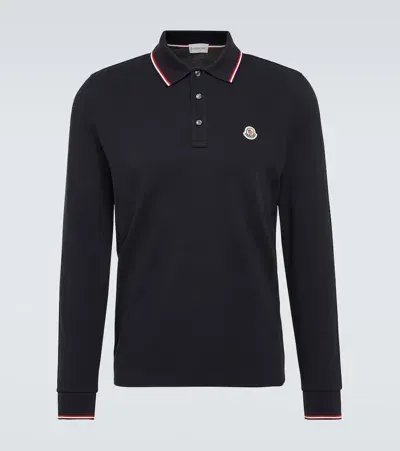 Moncler Cotton Polo Shirt In Blue