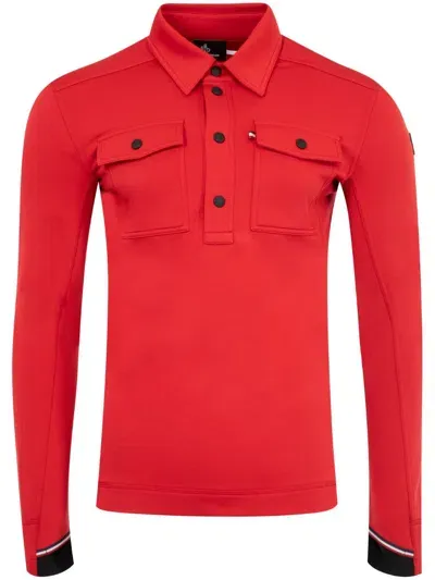 Moncler Cotton Polo Shirt In Red