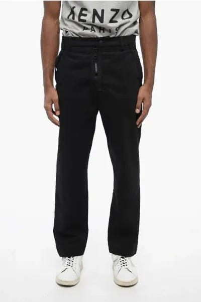 Moncler Craig Green Cotton Pants With Quilted Nylon Details In Black