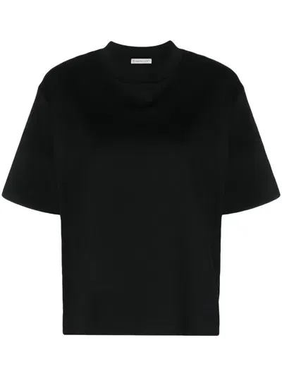 Moncler Crew Neck Stripe-embellished T-shirt In Schwarz